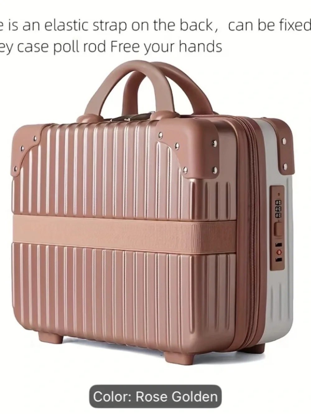 Compact Rose Gold Hard-Shell Cosmetic Case